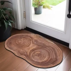 Novelty Door Mat Floor Mat Non Slip Ring of Tree 3D Trunk Wooden Log Print Area Rug Bath Mat for Indoor Outdoor Patio Bedroom Kitchen Office