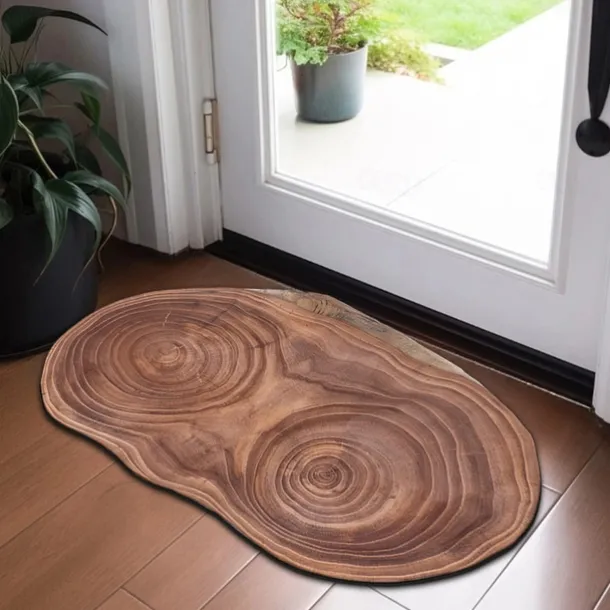 Novelty Door Mat Floor Mat Non Slip Ring of Tree 3D Trunk Wooden Log Print Area Rug Bath Mat for Indoor Outdoor Patio Bedroom Kitchen Office