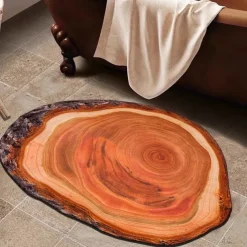 Novelty Door Mat Floor Mat Non Slip Ring of Tree 3D Trunk Wooden Log Print Area Rug Bath Mat for Indoor Outdoor Patio Bedroom Kitchen Office