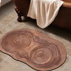 Novelty Door Mat Floor Mat Non Slip Ring of Tree 3D Trunk Wooden Log Print Area Rug Bath Mat for Indoor Outdoor Patio Bedroom Kitchen Office