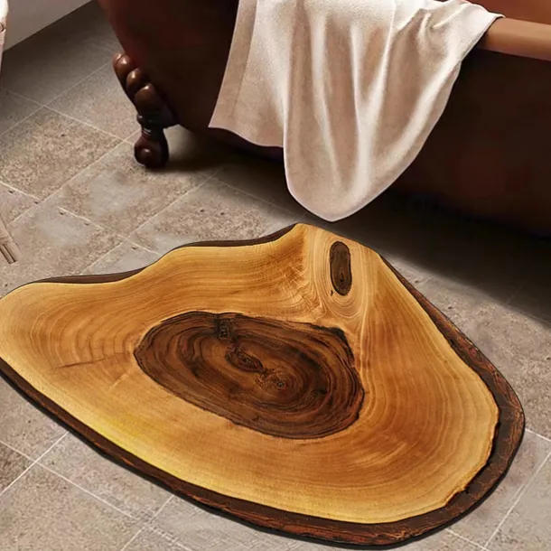 Novelty Door Mat Floor Mat Non Slip Ring of Tree 3D Trunk Wooden Log Print Area Rug Bath Mat for Indoor Outdoor Patio Bedroom Kitchen Office