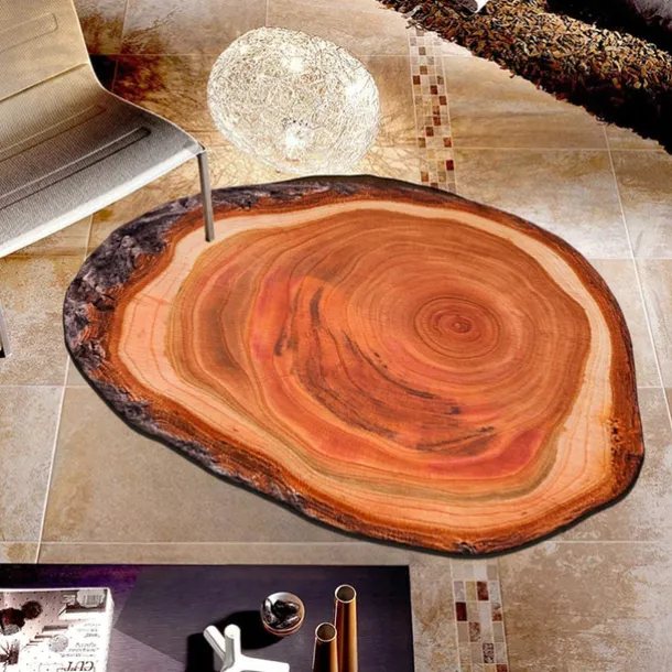 Novelty Door Mat Floor Mat Non Slip Ring of Tree 3D Trunk Wooden Log Print Area Rug Bath Mat for Indoor Outdoor Patio Bedroom Kitchen Office