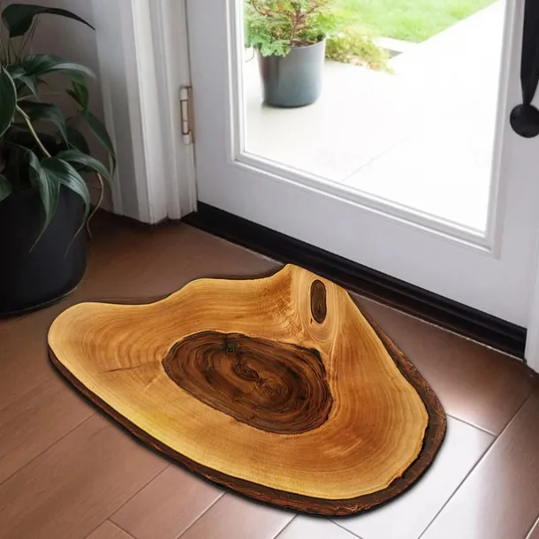Novelty Door Mat Floor Mat Non Slip Ring of Tree 3D Trunk Wooden Log Print Area Rug Bath Mat for Indoor Outdoor Patio Bedroom Kitchen Office