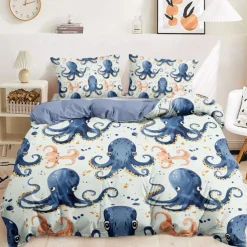 Ocean Series Duvet Cover 3-Piece Set 100% Cotton Super Soft Skin Friendly Long Lasting