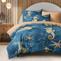 Ocean Series Duvet Cover 3-Piece Set 100% Cotton Super Soft Skin Friendly Long Lasting