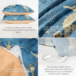 Ocean Series Duvet Cover 3-Piece Set 100% Cotton Super Soft Skin Friendly Long Lasting