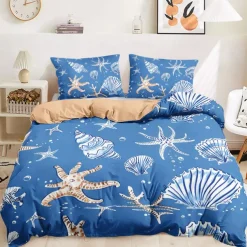 Ocean Series Duvet Cover 3-Piece Set 100% Cotton Super Soft Skin Friendly Long Lasting