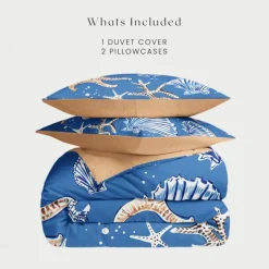 Ocean Series Duvet Cover 3-Piece Set 100% Cotton Super Soft Skin Friendly Long Lasting