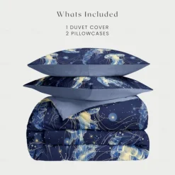 Ocean Series Duvet Cover 3-Piece Set 100% Cotton Super Soft Skin Friendly Long Lasting