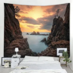 Ocean Wave Cave Wall Tapestry Art Decor Blanket Curtain Picnic Tablecloth Hanging Home Bedroom Living Room Dorm Decoration Nature Landscape Sea