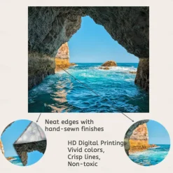 Ocean Wave Cave Wall Tapestry Art Decor Blanket Curtain Picnic Tablecloth Hanging Home Bedroom Living Room Dorm Decoration Nature Landscape Sea