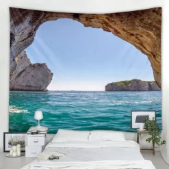 Ocean Wave Cave Wall Tapestry Art Decor Blanket Curtain Picnic Tablecloth Hanging Home Bedroom Living Room Dorm Decoration Nature Landscape Sea