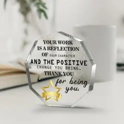 Octagonal Acrylic Award, Inspirational Quotes Gift for Colleagues, Boss, and Friends, Appreciation Desk Decor, Retirement Keepsake, Office Desk Accessory