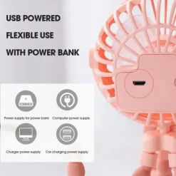 Octopus Fan Easy to Carry Multi-Functional Folding Office Desktop Outdoor Camping Stroller Handheld Fan Baby Stroller Fan Hand Held Bicycle Portable FanVentilator Silent Outdoor Cooler Neck Fan