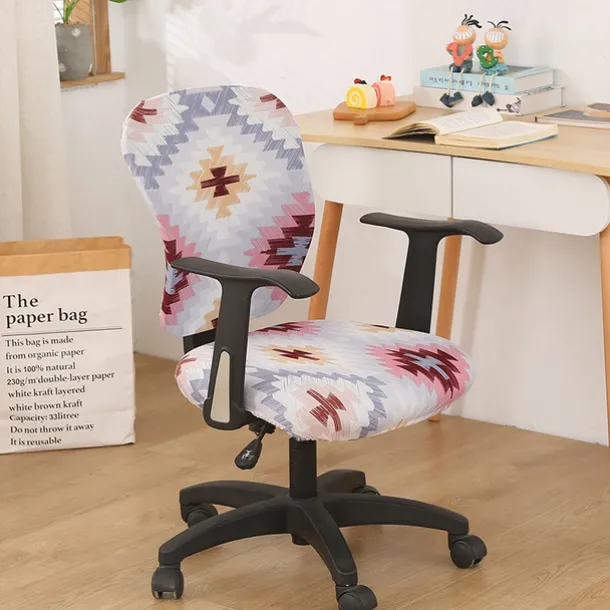 Office Chair Cover Computer Desk Chair Covers Stretch Spandex Anti-Dust Universal Split Rotating Swivel Chair Slipcover Protector 2 Pcs Set,Office Gift for Women Men
