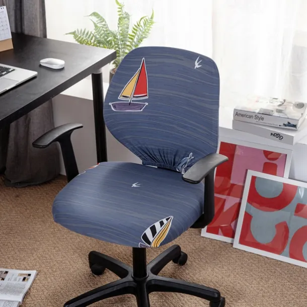 Office Chair Cover Computer Desk Chair Covers Stretch Spandex Anti-Dust Universal Split Rotating Swivel Chair Slipcover Protector 2 Pcs Set,Office Gift for Women Men