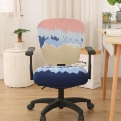 Office Chair Cover Computer Desk Chair Covers Stretch Spandex Anti-Dust Universal Split Rotating Swivel Chair Slipcover Protector 2 Pcs Set,Office Gift for Women Men