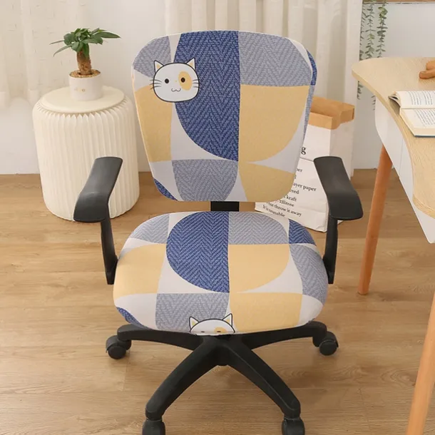 Office Chair Cover Computer Desk Chair Covers Stretch Spandex Anti-Dust Universal Split Rotating Swivel Chair Slipcover Protector 2 Pcs Set,Office Gift for Women Men