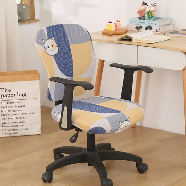 Office Chair Cover Computer Desk Chair Covers Stretch Spandex Anti-Dust Universal Split Rotating Swivel Chair Slipcover Protector 2 Pcs Set,Office Gift for Women Men