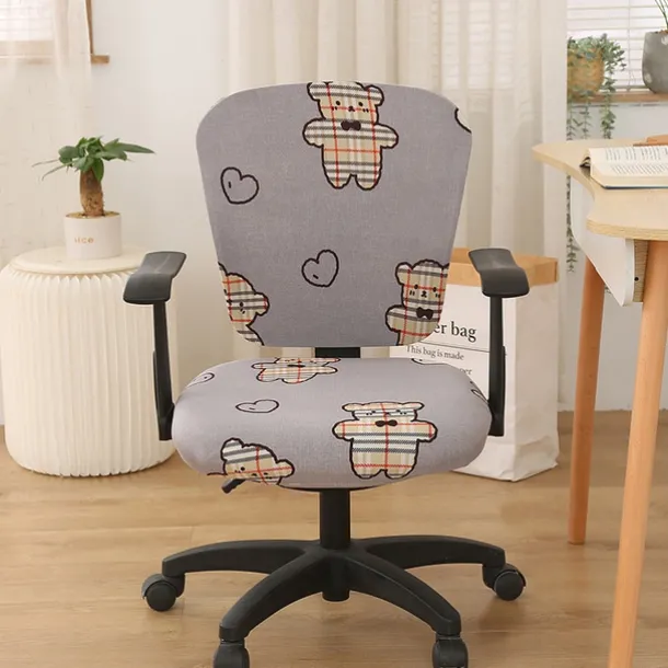 Office Chair Cover Computer Desk Chair Covers Stretch Spandex Anti-Dust Universal Split Rotating Swivel Chair Slipcover Protector 2 Pcs Set,Office Gift for Women Men