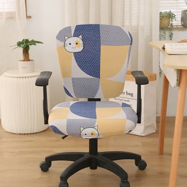 Office Chair Cover Computer Desk Chair Covers Stretch Spandex Anti-Dust Universal Split Rotating Swivel Chair Slipcover Protector 2 Pcs Set,Office Gift for Women Men