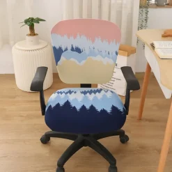 Office Chair Cover Computer Desk Chair Covers Stretch Spandex Anti-Dust Universal Split Rotating Swivel Chair Slipcover Protector 2 Pcs Set,Office Gift for Women Men
