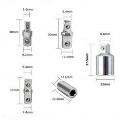 Offset Extension Wrench Set, 15.4 Inch Offset Extension Wrench with 1/2", 1/4", 3/8" Square Drive Adapters and 3/8" Drive Ratchet Wrench, Universal Impact Wrench Extender Tool for Tight Place