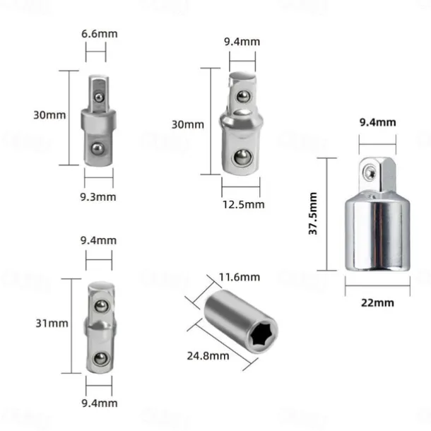 Offset Extension Wrench Set, 15.4 Inch Offset Extension Wrench with 1/2", 1/4", 3/8" Square Drive Adapters and 3/8" Drive Ratchet Wrench, Universal Impact Wrench Extender Tool for Tight Place
