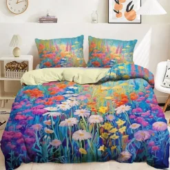 Oil Painting Floral Pattern Duvet Cover Set Comforter Set Soft 3-Piece Luxury Cotton Bedding Set Home Decor Dusk Bedding Gift King Queen Full Size