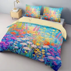 Oil Painting Floral Pattern Duvet Cover Set Comforter Set Soft 3-Piece Luxury Cotton Bedding Set Home Decor Dusk Bedding Gift King Queen Full Size