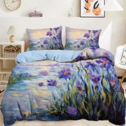 Oil Painting Floral Pattern Duvet Cover Set Comforter Set Soft 3-Piece Luxury Cotton Bedding Set Home Decor Dusk Bedding Gift King Queen Full Size