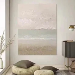 Oil Painting 100% Handmade Hand Painted Wall Art On Canvas Vertical Abstract Landscape Pink Seascape Modern Home Decoration Decor Rolled Canvas No Frame Unstretched