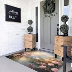 Oil Painting Floral Door Mat Floor mats Washable Rugs Kitchen Mat Non-Slip Oil Proof Area Rug Indoor Outdoor Bedroom Decor Bathroom Mat Entrance Rug
