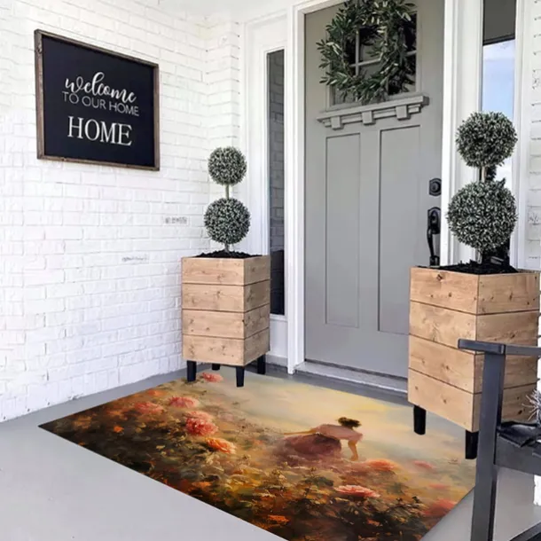 Oil Painting Floral Door Mat Floor mats Washable Rugs Kitchen Mat Non-Slip Oil Proof Area Rug Indoor Outdoor Bedroom Decor Bathroom Mat Entrance Rug