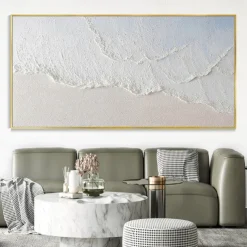 Oil Painting Hand painted Warm Textured Sea Paintings handmade Modern Ocean Art Abstract Canvas painting Custom Artwork Personalized Gifts Wabi Sabi Art Minimalist artwork painting Wall Decor canvas