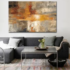 Oil Painting Hand Painted Horizontal Abstract Pop Art Modern Rolled Canvas (No Frame)