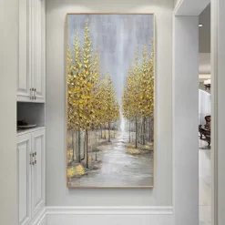 Oil Painting Hand Painted Vertical Abstract Landscape Classic Modern Rolled Canvas (No Frame)