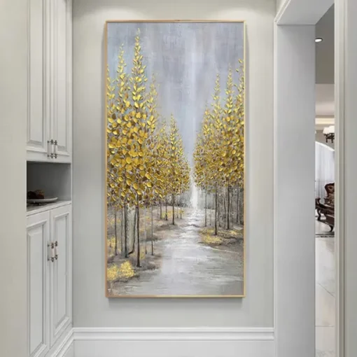 Oil Painting Hand Painted Vertical Abstract Landscape Classic Modern Rolled Canvas (No Frame)