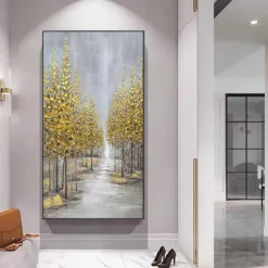 Oil Painting Hand Painted Vertical Abstract Landscape Classic Modern Rolled Canvas (No Frame)