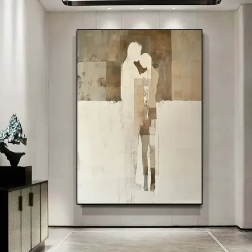 Oil painting handmade Abstract Woman Figure Canvas paintings wall Art Modern Geometric Oil Painting on Canvas Large Minimalist paintings Wall Art paintings for Living Room Bedroom Decor