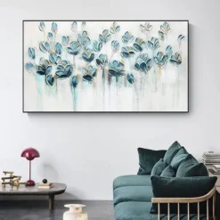 Oil Painting Handmade Hand Painted Wall Art Modern Abstract Blue Texture Flowers Home Decoration Decor Rolled Canvas No Frame Unstretched