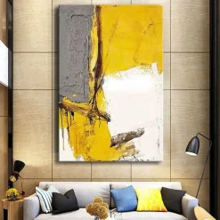 Oil Painting Handmade Hand Painted Wall Art Abstract Yellow Home Decoration Décor Rolled Canvas No Frame Unstretched