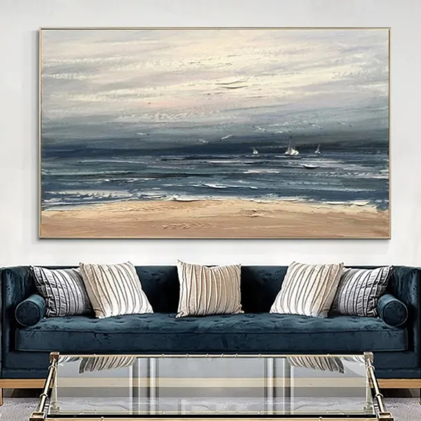 Oil Painting Handmade Hand Painted Wall Art Modern Abstract Beach Seascape Home Decoration Decor Rolled Canvas No Frame Unstretched