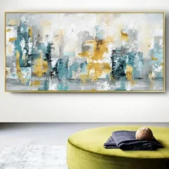 Oil painting handmade Jackson Pollock Blue & Yellow Art Prainting hand painted On Canvas Expressionism Painting Large Abstract oil painting handmade Wall Art For Home decoration
