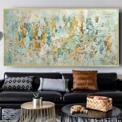Oil painting handmade Jackson Pollock Blue & Yellow Art Prainting hand painted On Canvas Expressionism Painting Large Abstract oil painting handmade Wall Art For Home decoration