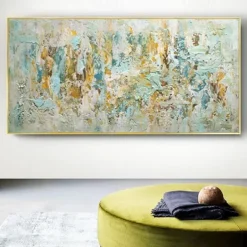 Oil painting handmade Jackson Pollock Blue & Yellow Art Prainting hand painted On Canvas Expressionism Painting Large Abstract oil painting handmade Wall Art For Home decoration