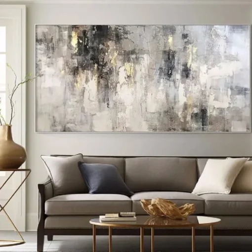 Oil painting handmade Wabi Sabi Painting hand painted Large Beige Art 3D Minimalist Painting on Canvas handpainted 3D Texture gold foil painting Wall Art Neutral Beige Arch Plaster Painting