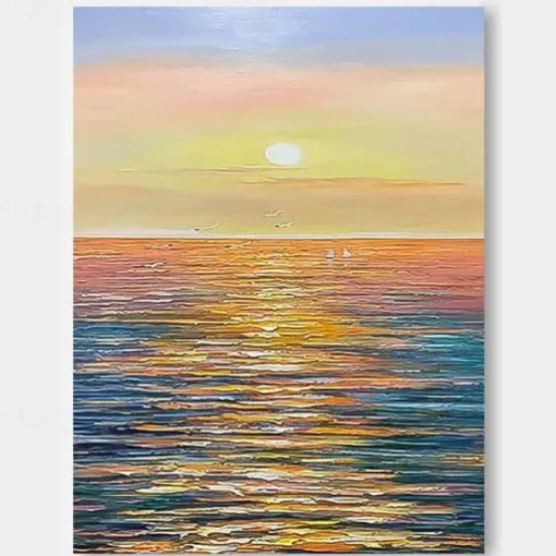 Oil painting handpainted Abstract seascape Paintings On Canvas handmade Rich Textured ocean Painting Modern Wall Art Hand Painted Artwork landscpae painting for Living Room bedroom artwork Wall Decor