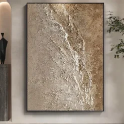Oil painting Wabi Sabi Painting hand painted Large Beige Art Brown 3D Minimalist Painting on Canvas Brown 3D Texture Wall Art Neutral Beige Arch Plaster Painting