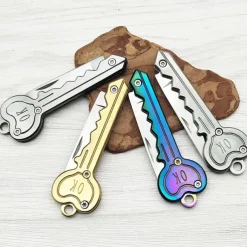 OK Foldable Knife Key Chain Mini Pocket Knife Box Cutter Keychain Pendant Color Handle Decoration